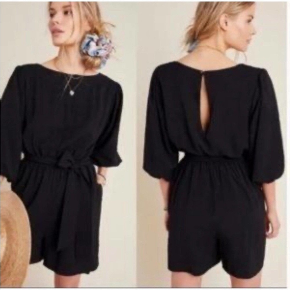 Anthropologie Francesca Black Romper Size M.